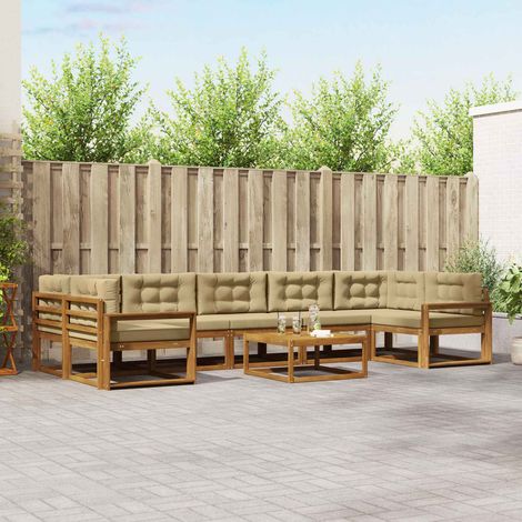 Outdoor-Sofagarnitur mit Kissen 8 pcs Natur und Beige