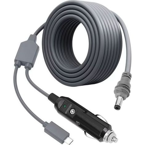 Câble adaptateur de 7,5 pieds, 18awg, USB C et allume-cigare vers Port DC 5.5x2.1mm, cordon d'alimentation pour Mini antenne parabolique Compatible 100W PD (1/5)