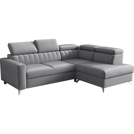 Canapé d'angle Columbus 202, Velutto 16, Fonction de couchage, Boîte de literie, 249x195x80cm (1/5)