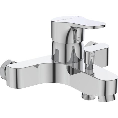 Porcher – Mitigeur bain-douche OLYOS sans raccord – Poignée métal – Sortie douche 1/2' – Aérateur intégré – Inverseur à retour automatique