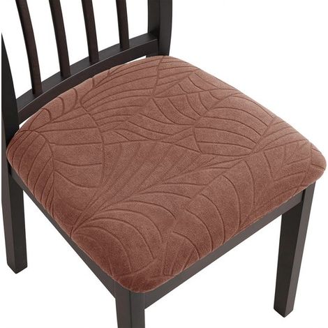Set di 4 coprisedie in jacquard elasticizzato, impermeabili, sfoderabili e lavabili, per sala da pranzo, hotel, ufficio, cucina, colore bianco crema. (1/5)