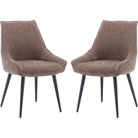 Esszimmerstühle für Küche aus Chenille Stoff Rückenlehne Polsterstuhl Modern Design Khaki 2er Set Wahson (1/5)