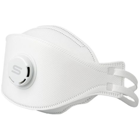 Mascarilla cimbiforme plegable en 3 paneles y válvula FFP2 NR serie EMÉ SAFETOP