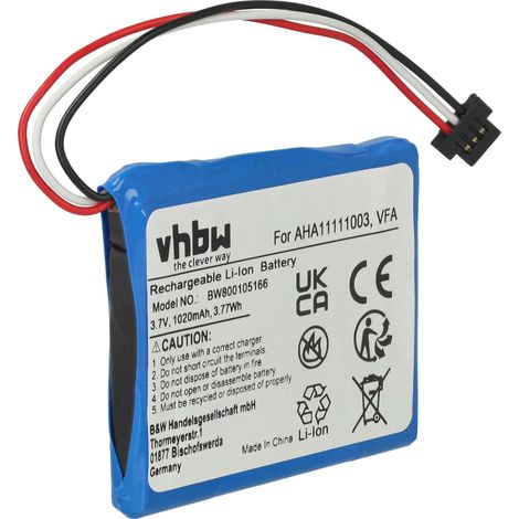 vhbw Battery Replacement for TomTom VFA, AHA11111003 for GPS Navigation System Sat Nav (1020 mAh, 3.7 V, Li-Ion)