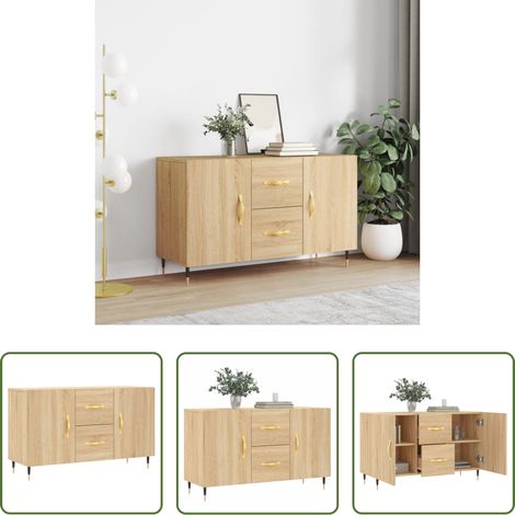 vidaXL Metallbeine - Sideboard Sonoma-Eiche 100x36x60 cm Holzwerkstoff (1/5)