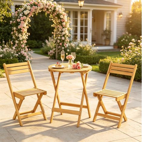 Moderner Bistro-Tisch mit passenden Klappstühlen,Praktisches Gartenmöbel-Set mit klappbarem Tisch und zwei Stühlen,Outdoor-Set(nur mit 1pcs Tisch,2pcs Stühlen) (1/5)