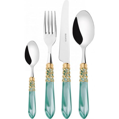 24 morceaux de couverts en bois d'eau en bois-pearl d'eau Melodia ghiera dorata Bugatti