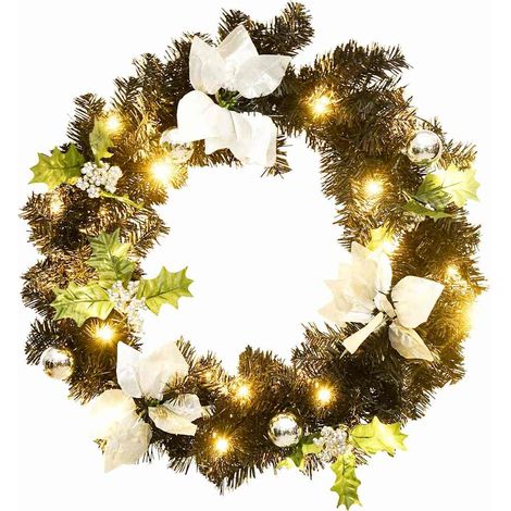 vidaXL Corona de Navidad con luces LED verde 60 cm PVC (1/2)