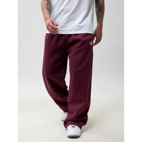 Pantaloni della tuta larghi da uomo Jigga Wear con coulisse e logo, colore prugna, taglia M (1/5)