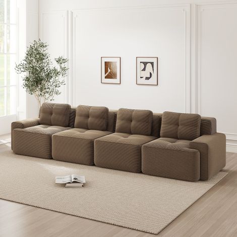 Boneless Sofas für Wohnzimmer, Modulares Sofa, 4-Sitzer Bequem Polstertes Tiefsitz Corduroy-Cloud-Sofa, Montagefreies Sofa, Rutschfestes Design, braun
WL