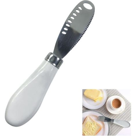Buttermesser, Sahnemesser aus Edelstahl, 3-in-1 Multifunktions-Buttermesser für Frühstücksmarmelade, zum Schneiden von Gemüse und Obst, 2 Stück