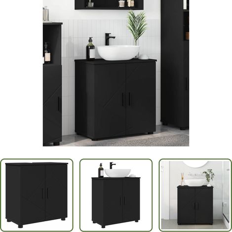 Schrank mit Tür - Badezimmerschrank mit Speicher mit Tür Schwarz 61 x 35 x 64 cm (1/5)