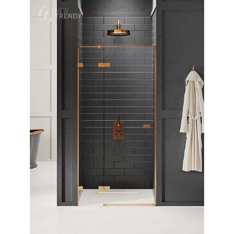 Porte de douche 120 cm cuivre brossé pivotante gauche TAHITI COPPER BRUSHED (1/5)