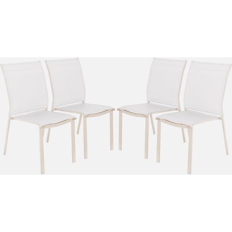 Set di 4 sedie da giardino impilabili in alluminio e textilene