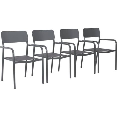 sweeek - 4er-Set stapelbare Gartensessel aus Aluminium und Textilene