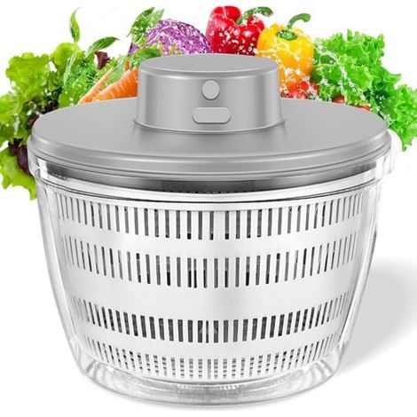 Essoreuse à Salade - 4 L - Bol en matériau alimentaire ABS/PP - Facile à Nettoyer - Gris (1/5)