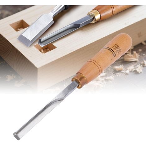 Ciseau à angle droit de 10 mm, manche en bois, lame en acier allié 40CR, ciseau à mortaiser carré portable pour projets de menuiserie (1/5)