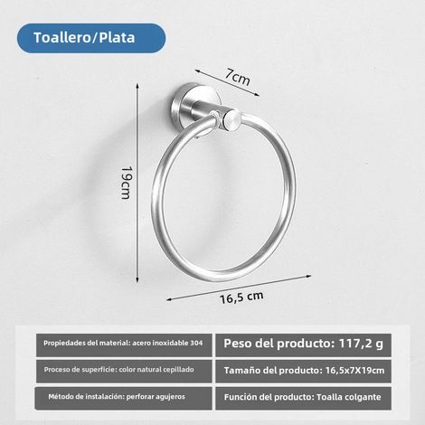 Rack De Toallas De Acero Inoxidable 304 Soporte Pesado Para Baño Gancho Adhesivo Anillo De Toalla Portador De Papel De Toalla Gancho De Bata Montaje En Pared (1/5)