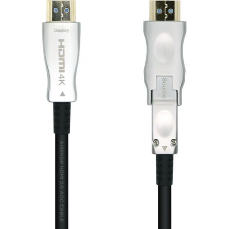 Cable Aisens HDMI V2.0 AOC desmontable premium alta velocidad/HEC 4K@60Hz 4:4:4 18Gbps, A/M-D/A/M, negro, 40m (1/5)
