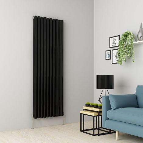 1800 x 591mm Black Double Oval Tube Vertical Radiator (1/4)
