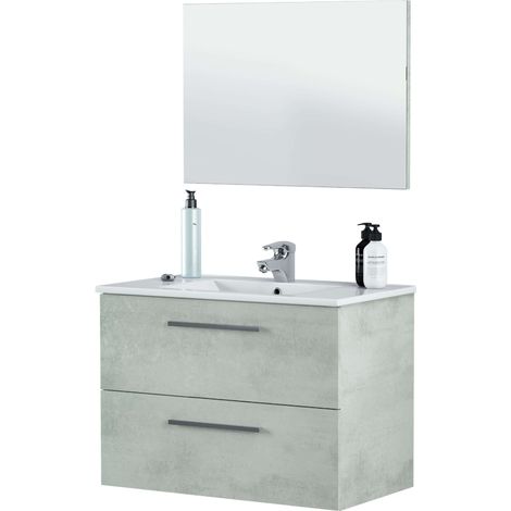 ONDEE - Mueble de baño de la colección ARUBA - Entregado en kit - Ancho 80cm - Cemento melamina