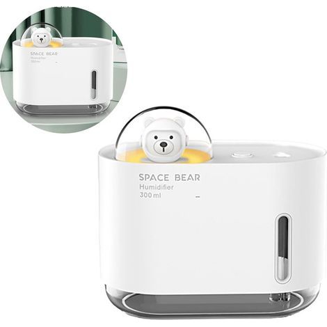 Umidificatore a ultrasuoni da 300 ml (bianco) con luce notturna, timer e funzionamento silenzioso. Spegnimento automatico. Adatto per camera da letto, cameretta dei bambini, ufficio, stanza dei ragazz (1/5)