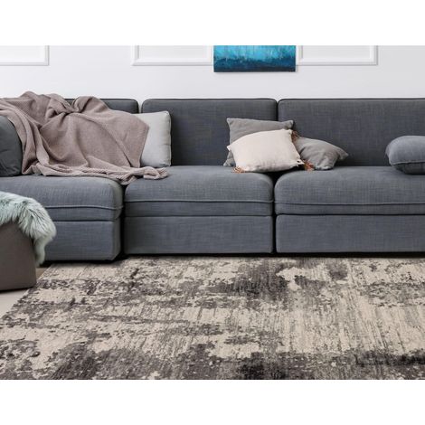 Nova Mirage NV37 Abstract Rug for Modern Living Room, Bedroom, Luxury Lounge, Kitchen, Dining Room Soft Charcoal Rug in Small 80x150 cm (2'6"x5')