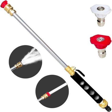 Buse de Jet pour Tuyau d’Arrosage – 2 Buses Haute Pression + Connecteurs Rapides – Pour Lavage Voiture, Fenêtres et Arrosage Jardin (1/5)