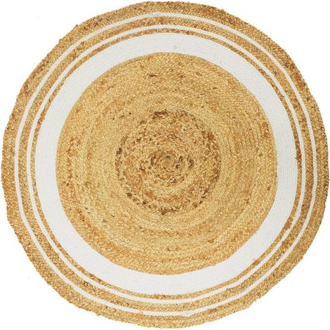 Tapis rond jute coton blanc D90 (1/3)