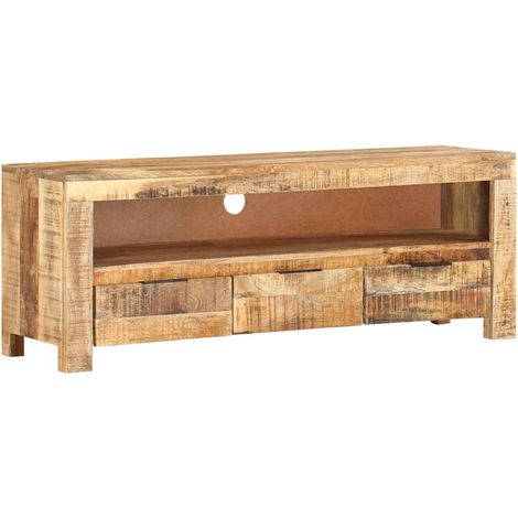 vidaXL Mueble para TV de madera maciza de mango rugosa 110x30x40 cm (1/5)