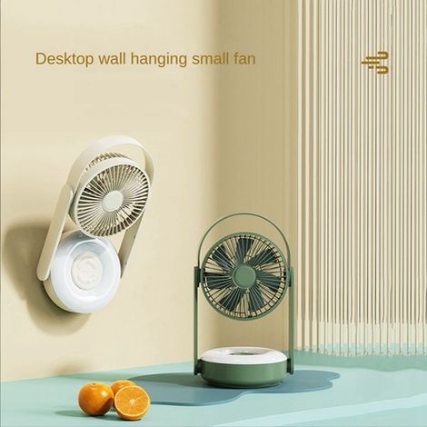1 set. Color: Green. Material: Plastic. New 2023 wall-mounted lighted fan, no drilling required, for home use, quiet operation.