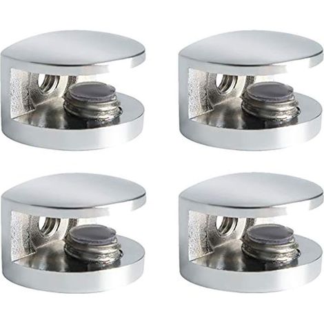 Pince à Verre Support D’étagère en Verre Support de Tablette Mural Fixation Réglable, Verre Adaptatif de 5-8 mm d'Épaisseur, Finition Polie en Alliage de Zinc, 4 Pcs, EBL3008-4P (1/5)