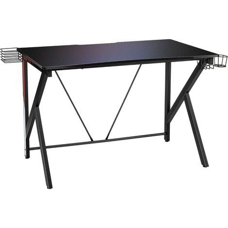 Bureau gamer 115 x 73 x 76,5 cm avec rangement pratique et support écouteurs style contemporain en MDF noir
