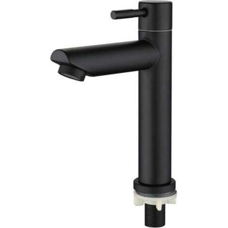 Miscelatore per lavabo con beccuccio a colonna di acqua fredda, altezza totale: 18 cm, nero - rubinetto per lavabo