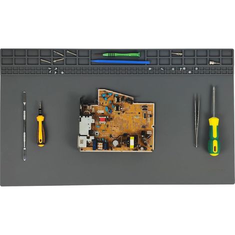 60cm x 35cm Grand Tapis de soudure Tapis de réparation en silicone Résistant aux hautes températures (Gris) (1/5)