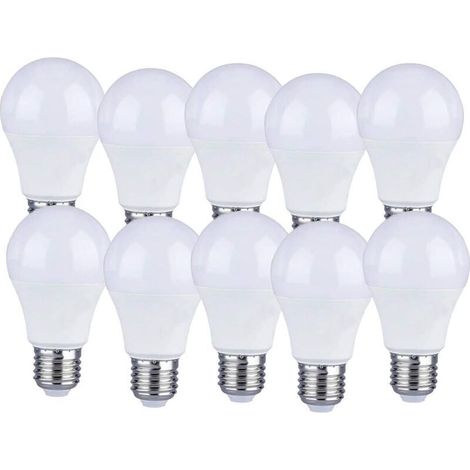 Lot de 10 Lot de 10 Ampoules LED E27 9W A60 - Lumière Blanche Chaud 4200K - 806 Lumen (1/5)
