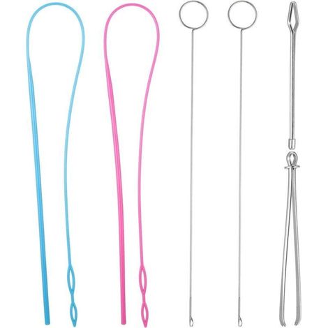 6 Pièces Kit de Boucle de Couture, Comprenant Crochet de Tourneur de Boucle Enfile-Cordon Flexible Pince à Épiler en Métal Outil de Tourneur à Boucle Long avec Verrou pour DIY Accessoires de Tricot (1/5)