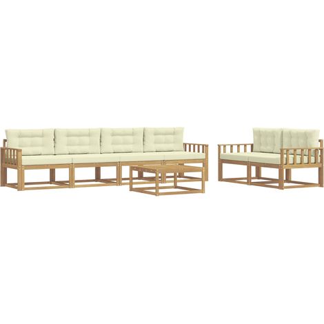 Conjunto de sofás de exterior con cojín 6 pcs Blanco y Crema vidaXL (1/5)