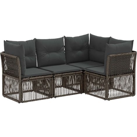 Gartensofa-set 4 pcs Grau Poly-Rattan vidaXL