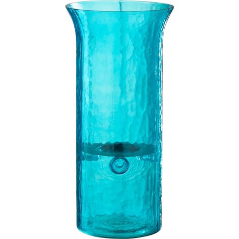Photophore Étroit en Verre "Tarifa" 41cm Bleu Azur