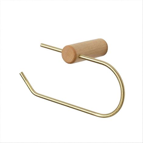 Porte-mouchoirs en bois, porte-papier toilette en laiton, coloris hêtre et or (1/5)