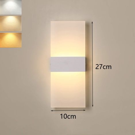 Applique murale LED en acrylique 3 températures de couleur réglables luminaire d'intérieur haut et bas 2 pièces 6 W (1/4)