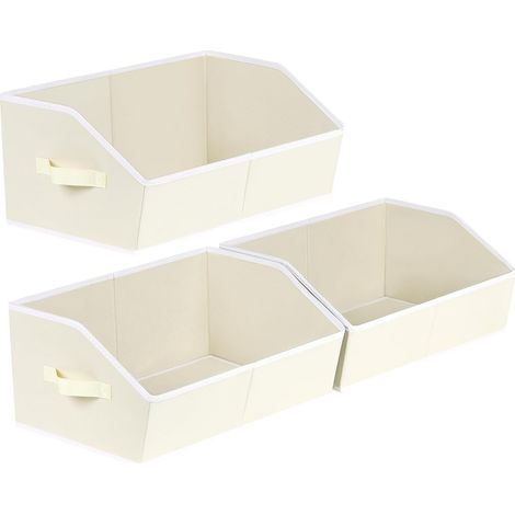 Beige trapezförmige Aufbewahrungsbox 422820cm 3 faltbare Aufbewahrungskörbe zur Aufbewahrung von Kleidung, Büchern und Decken (1/5)