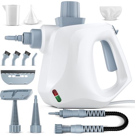 Nettoyeur Vapeur Portable avec serrure de sécurité et kit d'accessoires de 10 pièces, Steam Cleaner pour Taches sur Vitres, lit, Matelas, Tapis, Voiture, Cuisines (1/5)