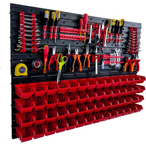 Panneau à outils d'atelier 115 x 78 cm + 56 plateaux (1/5)