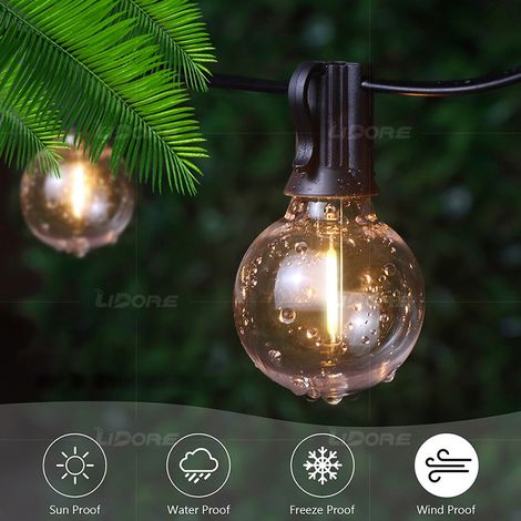Guirlande Lumineuse Extérieure G40 LED, prévision 220V avec Ampoules de Rechange, Guirlande de Jardin pour Terrasse, Fête, Mariage, Camping, Décoration de Pergola (75 lampes + 3 ampoules de rechange 2