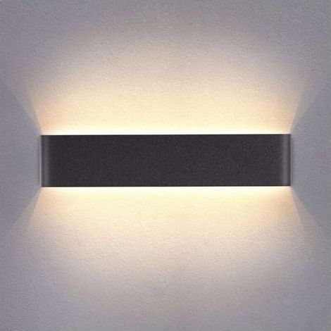 Applique murale d'intérieur LED (noire), 41 cm, lumière blanche chaude 14 W 3000 K, moderne, idéale pour une chambre, un salon, un couloir, une salle de bain ou des escaliers. (1/4)
