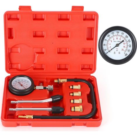 Kompressionsprüfer, Manometer-Werkzeugsatz zum Testen von Motorrädern, Autos, Außenbordmotoren, Kettensägen, Schneemobilen und Benzinmotoren (1/5)