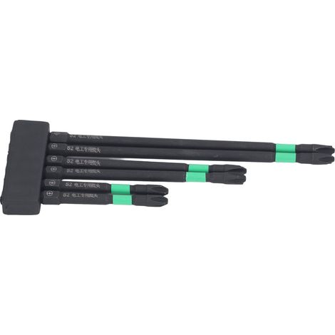 Jeu de 6 tournevis cruciformes antidérapants, embouts S2 magnétiques puissants pour perceuse électrique et visseuse à air (1/5)