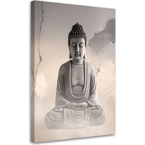 Impression sur Toile, Bouddha méditant zen spa beige,20x30 (1/4)